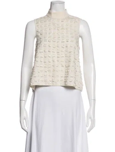 Pre-owned Tibi Patterned Mock Neck Top In Neutrals