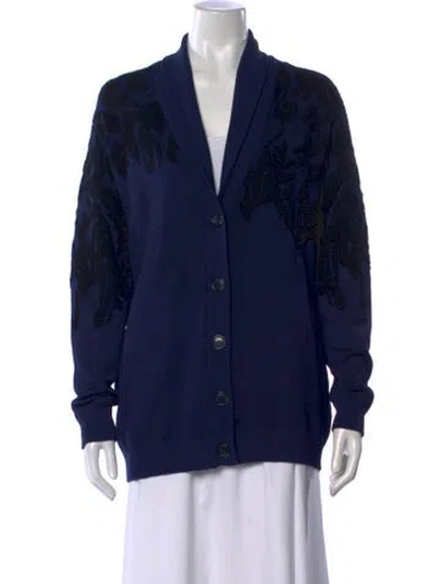 Pre-owned Tibi Patterned Open Front Sweater In Blue