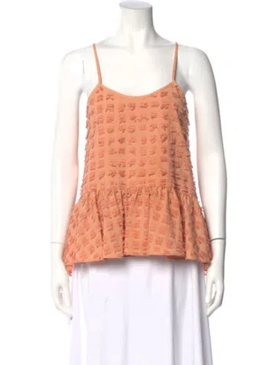 Pre-owned Tibi Patterned Scoop Neck Blouse In Orange