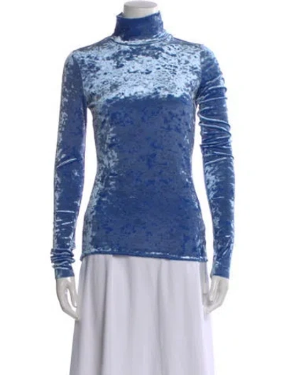 Pre-owned Tibi Patterned Turtleneck Top In Blue
