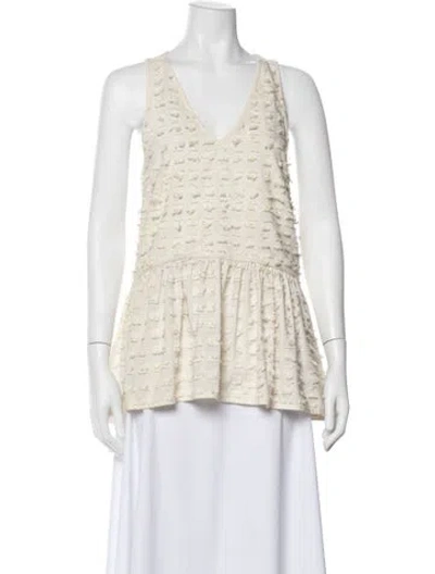 Pre-owned Tibi Patterned V-neck Top In Neutral