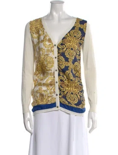 Pre-owned Tibi Patterned V-neck Top In White
