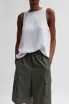 Tibi Pebble Sable Square Neck Cross Back Tank In White