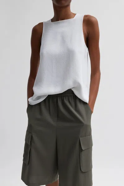Tibi Pebble Sable Square Neck Cross Back Tank In White In Green