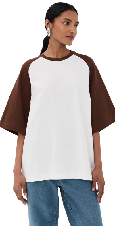 Tibi Perfect Baseball Tee Brown Multi