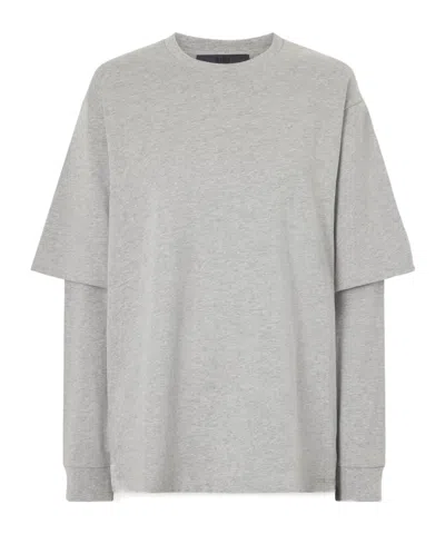 Tibi Perfect T Layered Cotton-jersey T-shirt In Gray