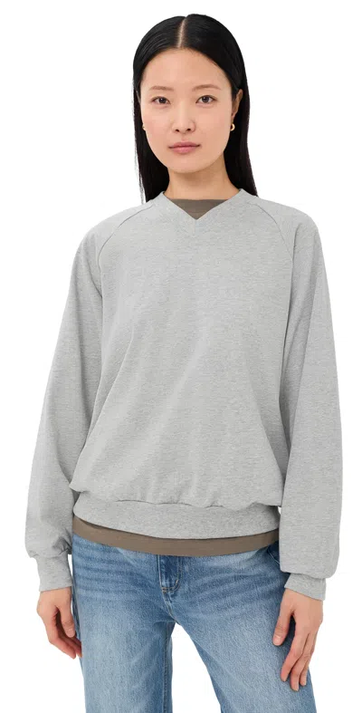 Tibi Perfect T-shirt Vintage Sweatshirt Heather Grey In Gray