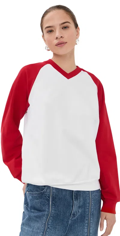 Tibi Perfect T-shirt Vintage Sweatshirt Red Multi