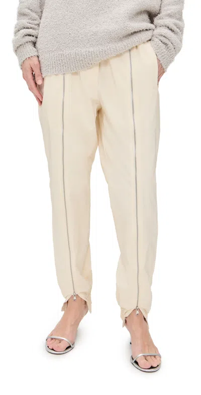 Tibi Petite Nylon Zipper Joggers Ivory