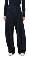 Tibi Petite Pinstripe Active Knit Winslow Pants Navy Multi In Blue