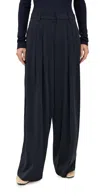 Tibi Petite Relaxed Suiting Triple Pleat Pants Navy In Blue