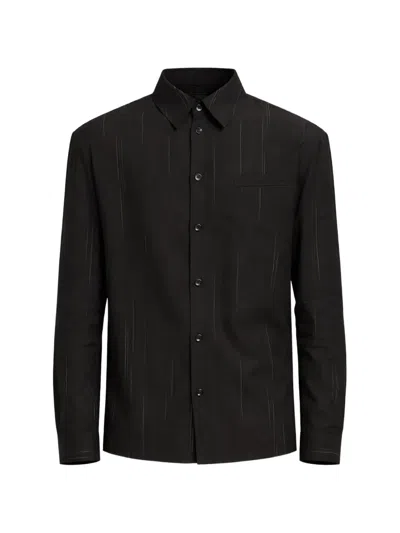 Tibi Pinstriped Detached Button-down Shirt In Black