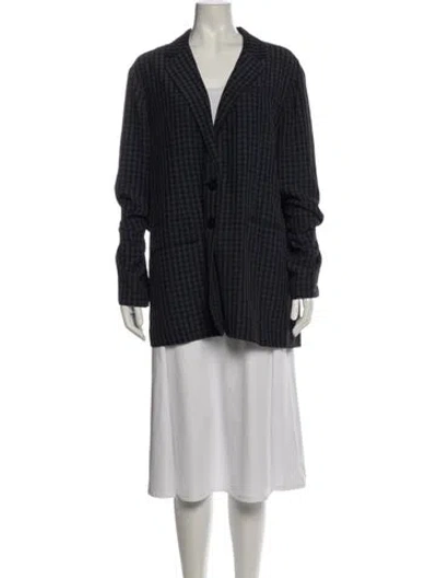 Pre-owned Tibi Plaid Print Blazer In Black/blue