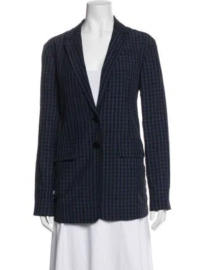 Pre-owned Tibi Plaid Print Blazer In Black/blue