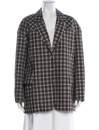 Pre-owned Tibi Plaid Print Blazer In Brown