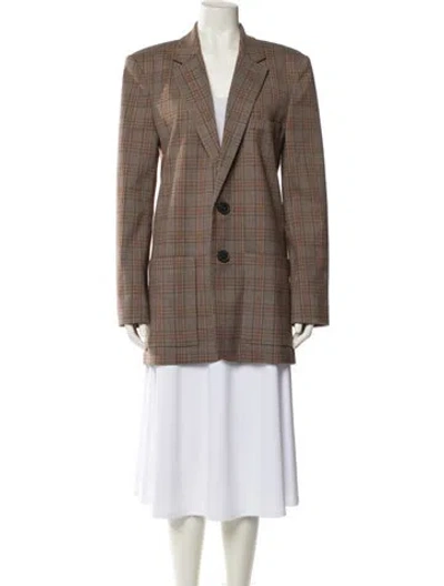 Pre-owned Tibi Plaid Print Blazer In Brown