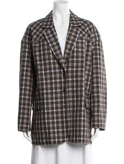 Pre-owned Tibi Plaid Print Blazer In Brown