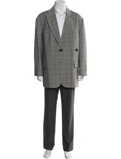 Pre-owned Tibi Plaid Print Blazer In Gray