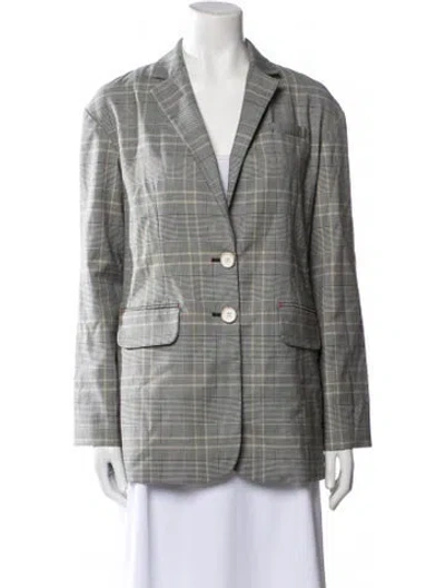 Pre-owned Tibi Plaid Print Blazer In Gray