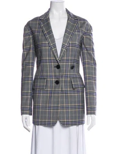 Pre-owned Tibi Plaid Print Blazer In Gray