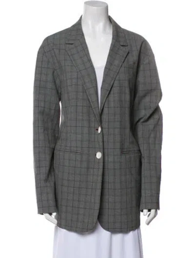 Pre-owned Tibi Plaid Print Blazer In Gray