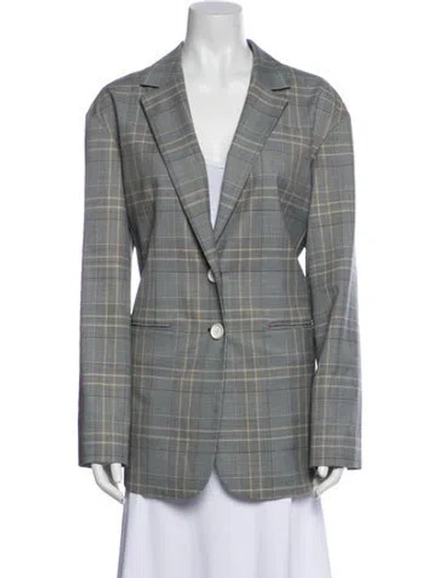 Pre-owned Tibi Plaid Print Blazer In Gray