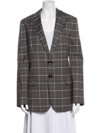 Pre-owned Tibi Plaid Print Blazer In Gray