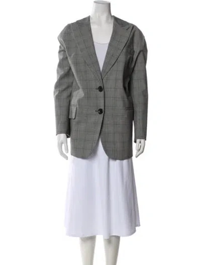 Pre-owned Tibi Plaid Print Blazer In Gray