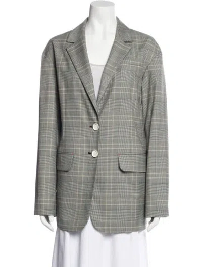 Pre-owned Tibi Plaid Print Blazer In Gray
