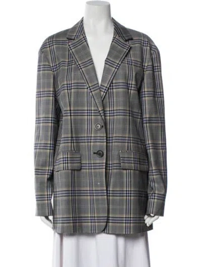Pre-owned Tibi Plaid Print Blazer In Gray