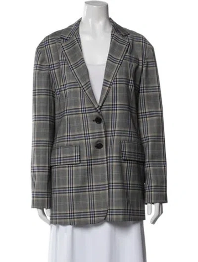 Pre-owned Tibi Plaid Print Blazer In Gray