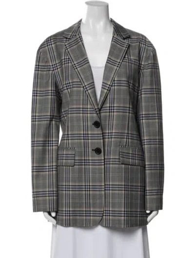Pre-owned Tibi Plaid Print Blazer In Gray