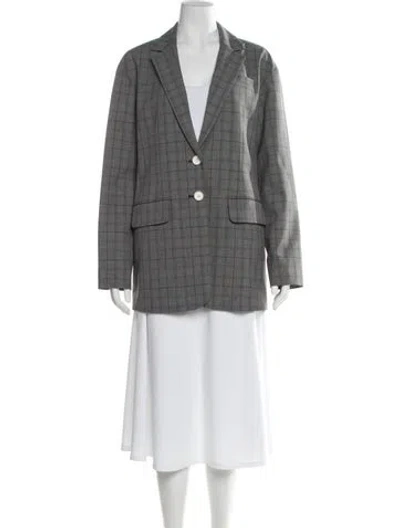 Pre-owned Tibi Plaid Print Blazer In Gray