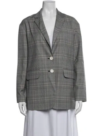 Pre-owned Tibi Plaid Print Blazer In Gray