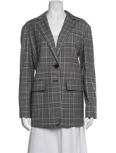 Pre-owned Tibi Plaid Print Blazer In Gray