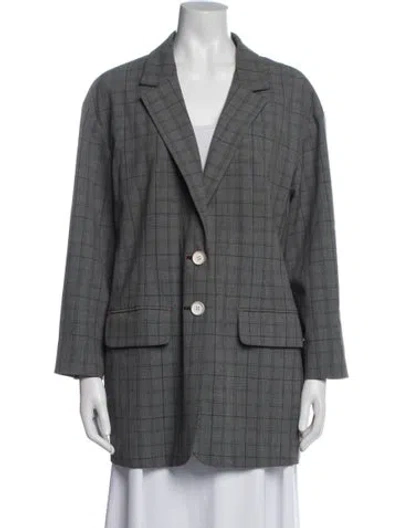 Pre-owned Tibi Plaid Print Blazer In Gray