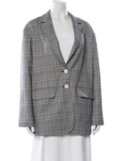 Pre-owned Tibi Plaid Print Blazer In Gray