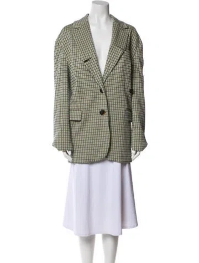 Pre-owned Tibi Plaid Print Blazer In Green