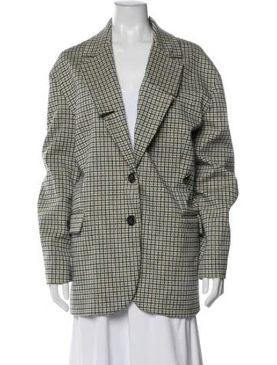 Pre-owned Tibi Plaid Print Blazer In Green