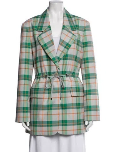 Pre-owned Tibi Plaid Print Blazer In Green