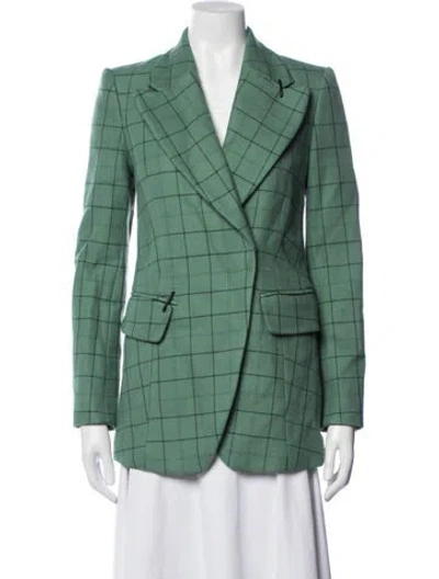 Pre-owned Tibi Plaid Print Blazer In Green