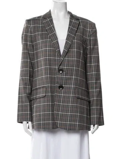 Pre-owned Tibi Plaid Print Blazer In Grey