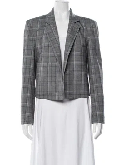 Pre-owned Tibi Plaid Print Blazer In Grey