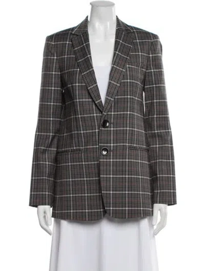 Pre-owned Tibi Plaid Print Blazer In Grey