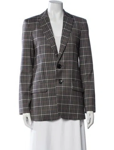 Pre-owned Tibi Plaid Print Blazer In Grey