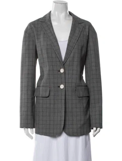 Pre-owned Tibi Plaid Print Blazer In Grey