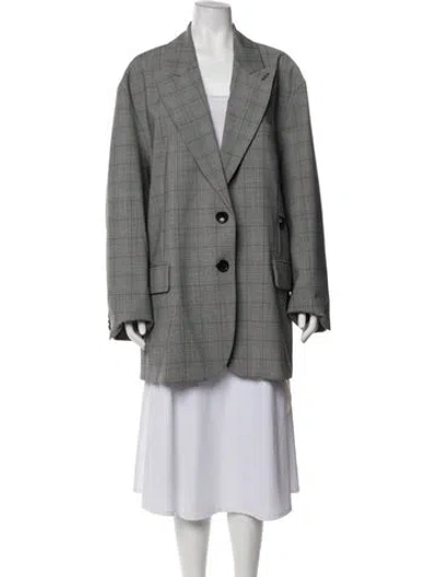 Pre-owned Tibi Plaid Print Blazer In Grey