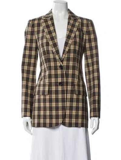 Pre-owned Tibi Plaid Print Blazer In Neutral