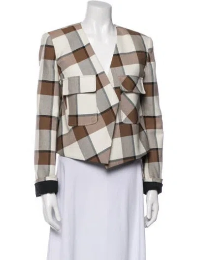 Pre-owned Tibi Plaid Print Blazer In Neutral
