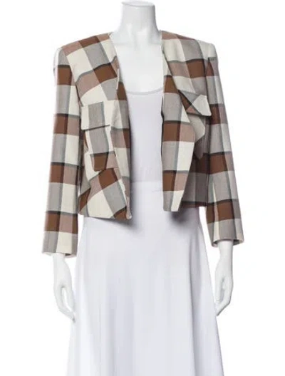 Pre-owned Tibi Plaid Print Blazer In Neutral